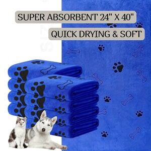 Super Absorbent Microfiber Pet‎ Quick Drying Towels 24"X40" LARGE Dog Cat 3pk
